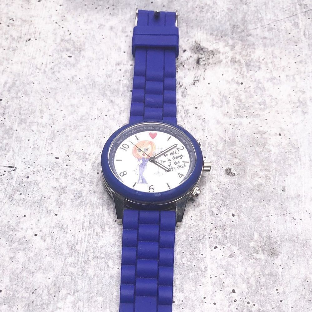 Geneva Platinum Stainless Steel Blue Wrist Watch
